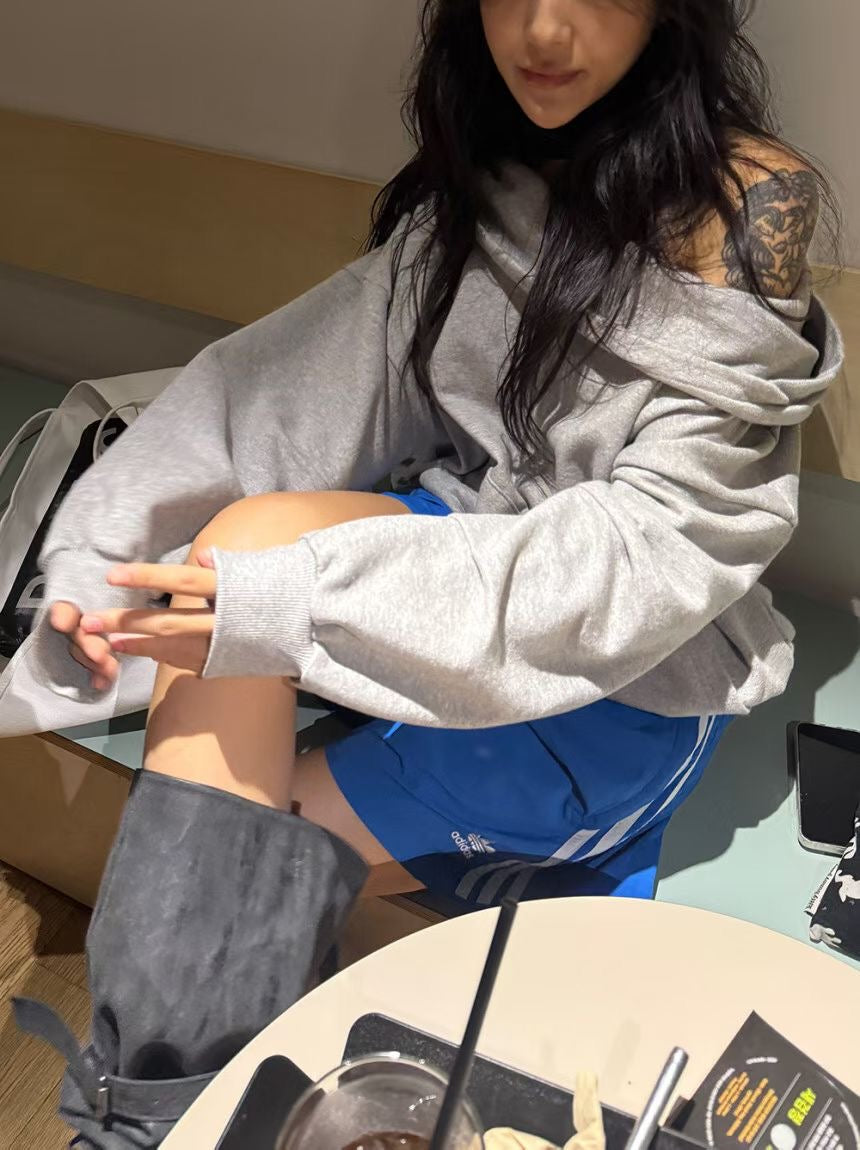 off shoulder hoodie