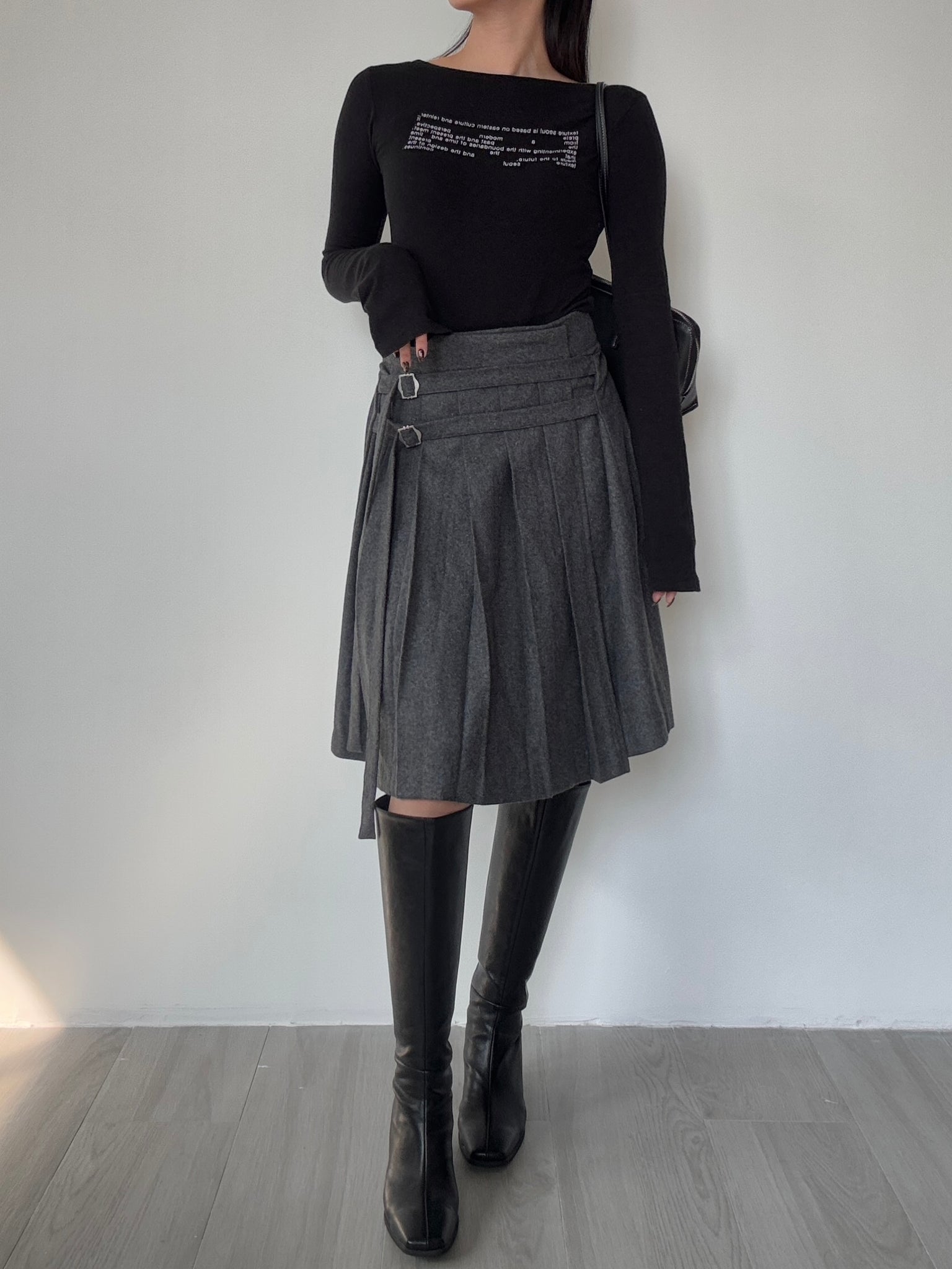 pleated pencil skirt