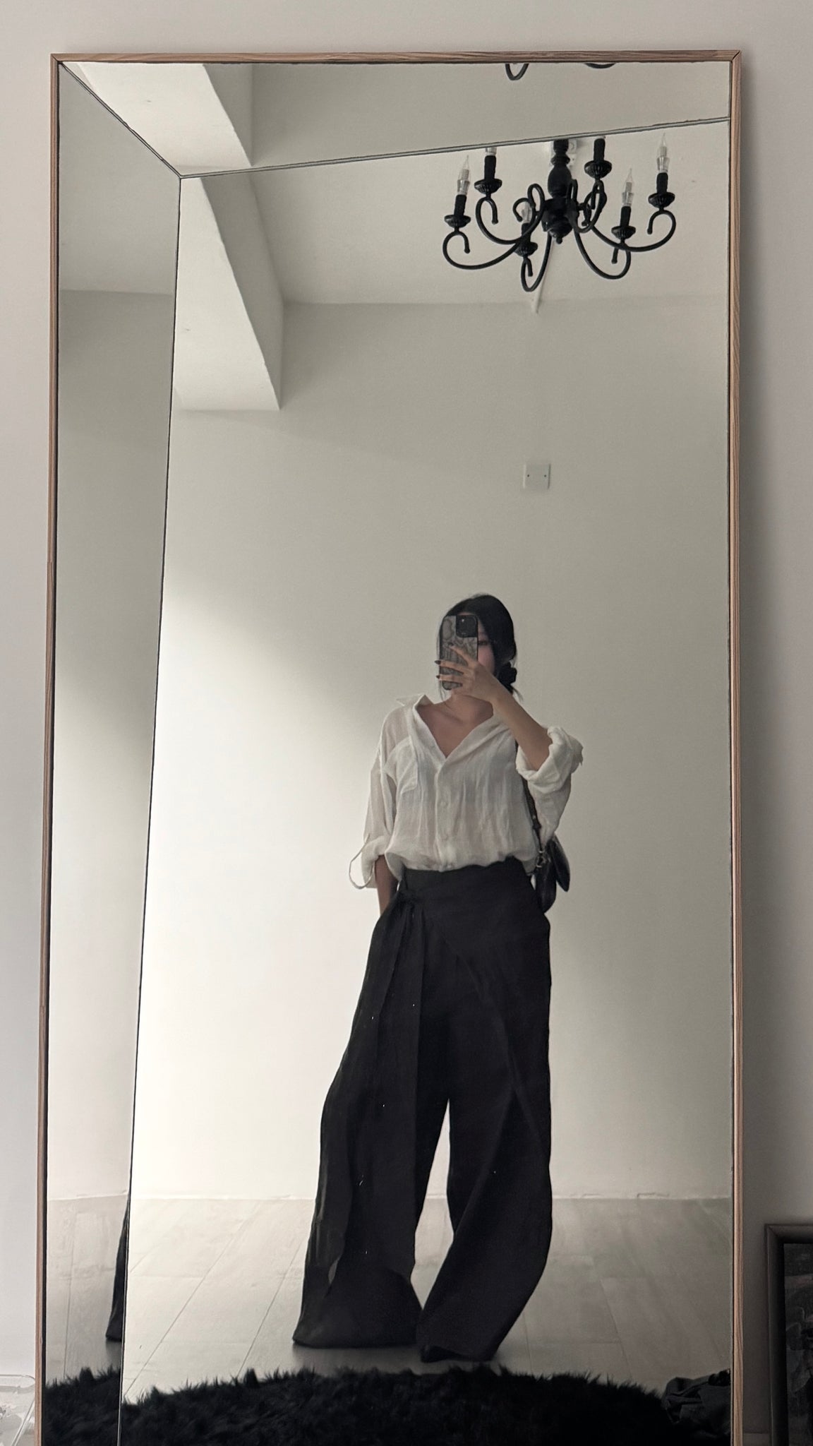 rolled-up linen shirt