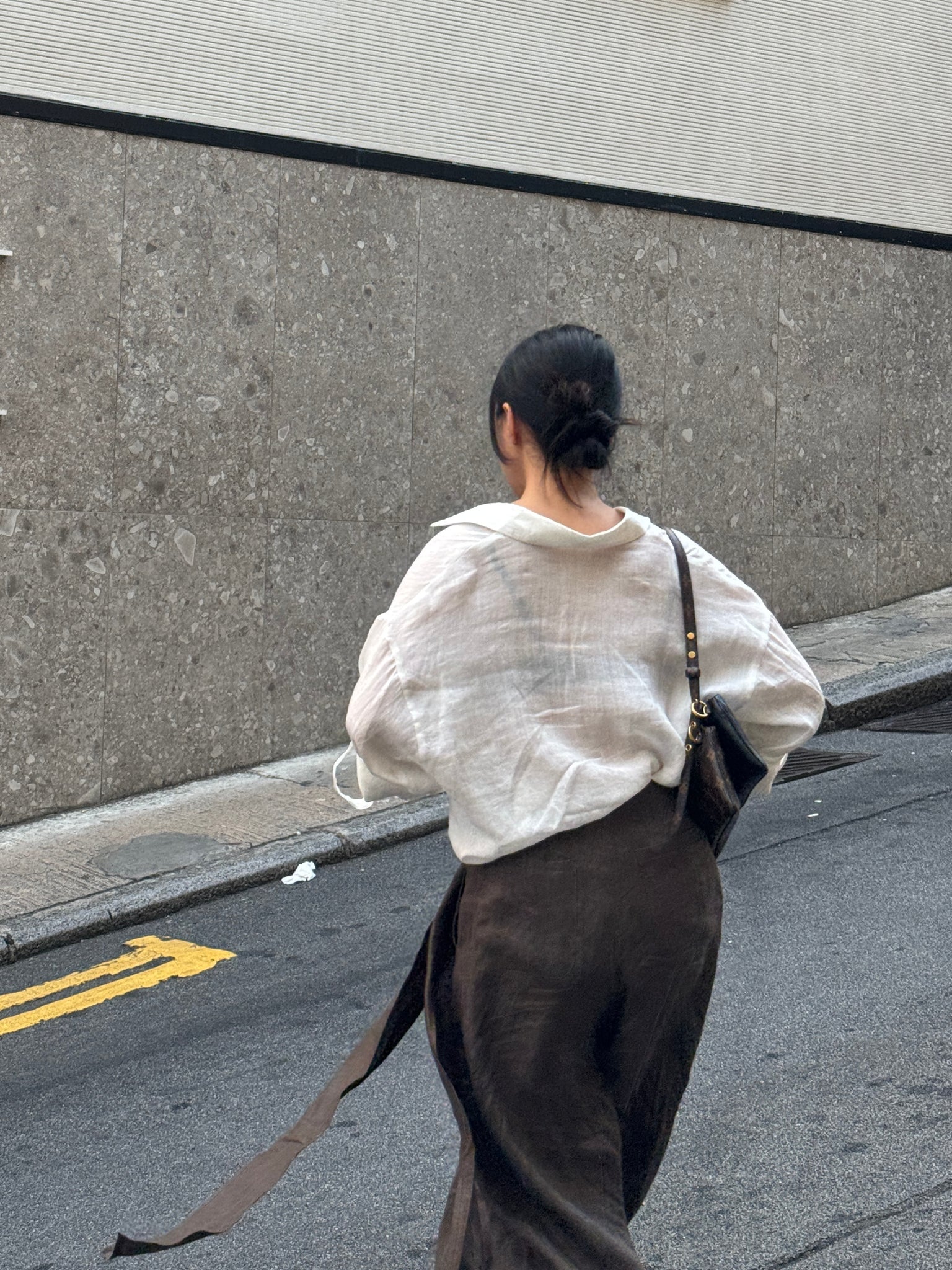 rolled-up linen shirt