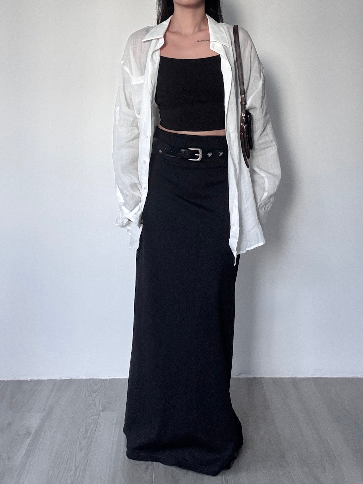 rolled-up linen shirt