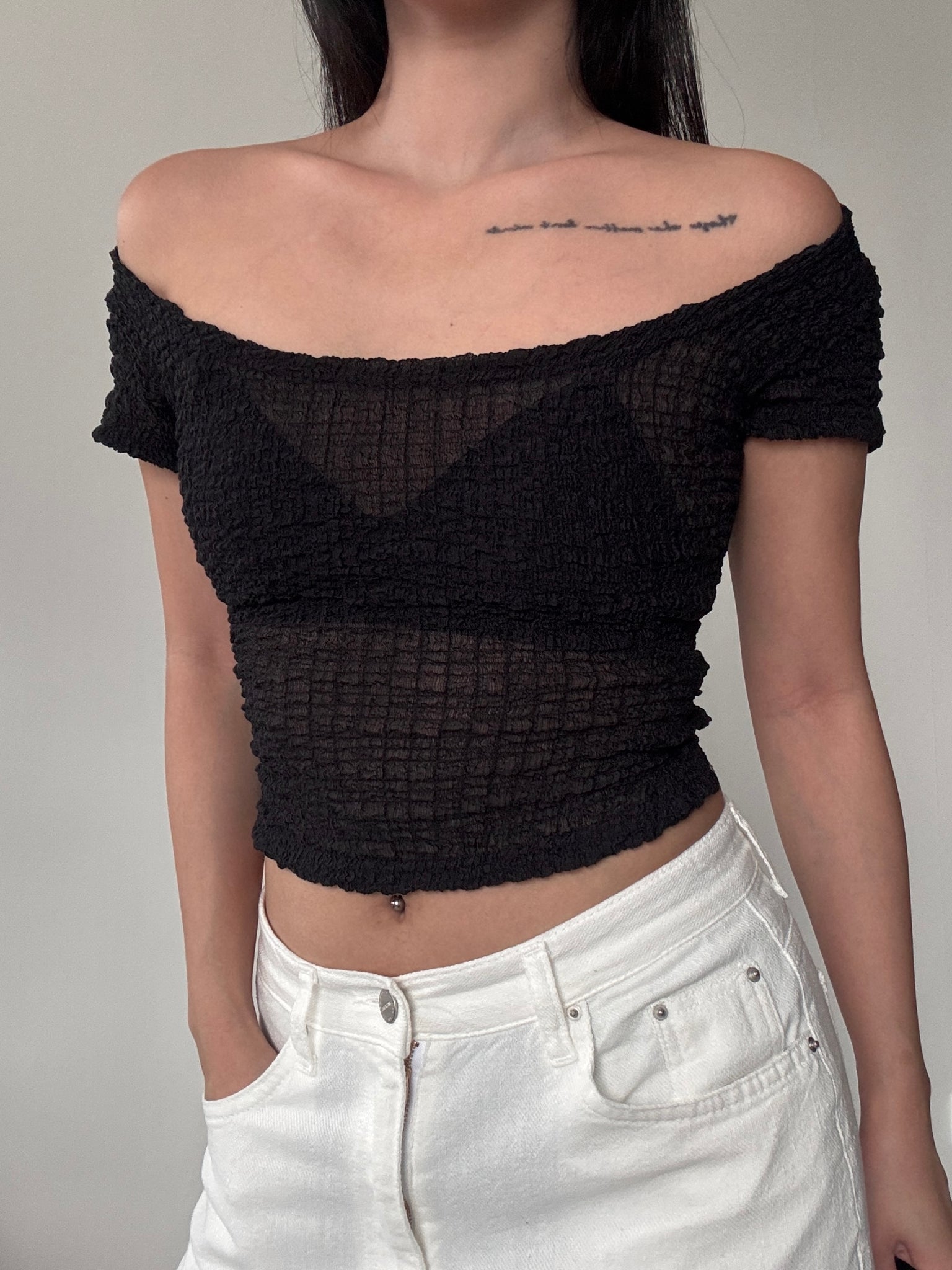 waffle see through top