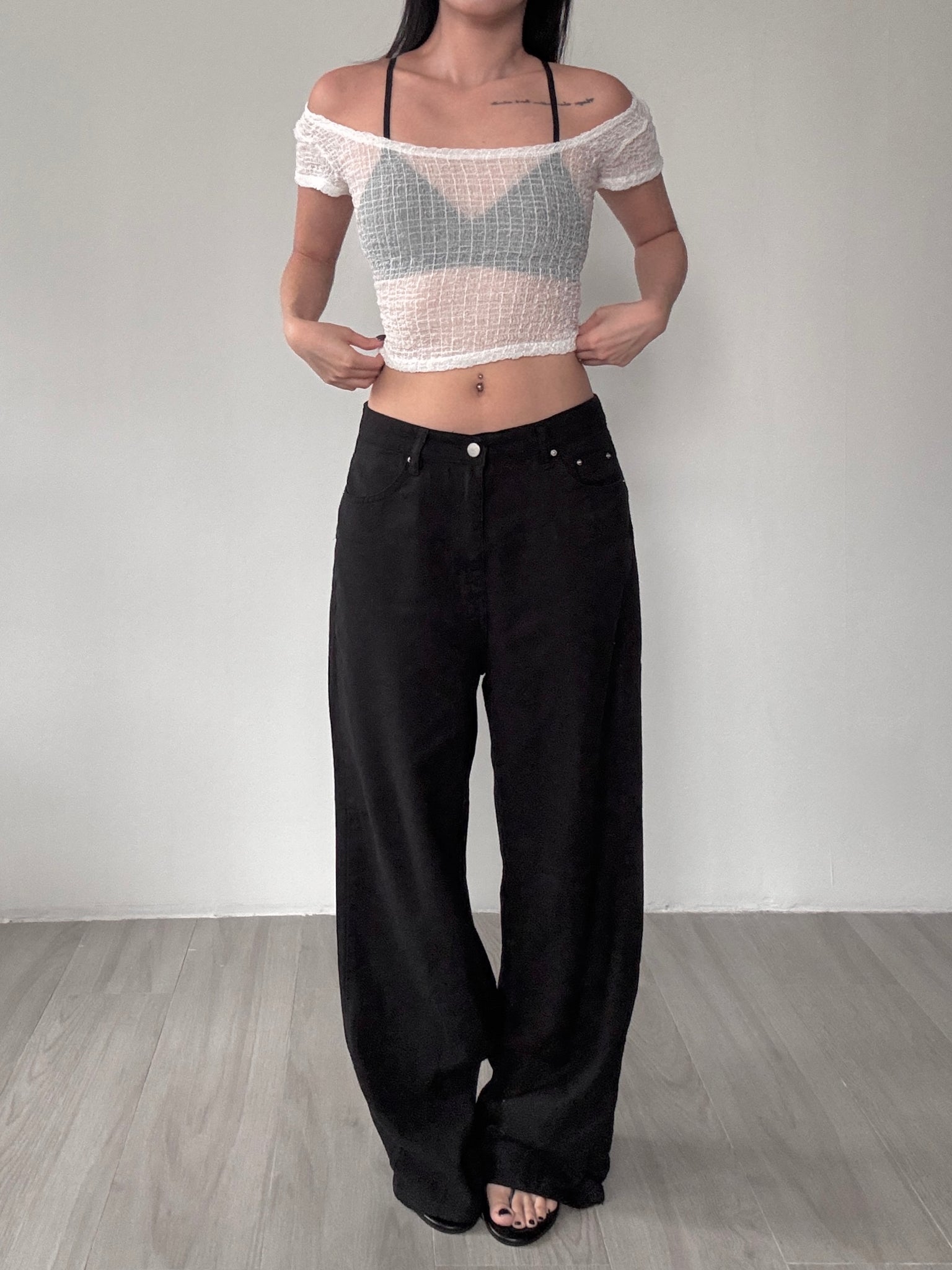waffle see through top
