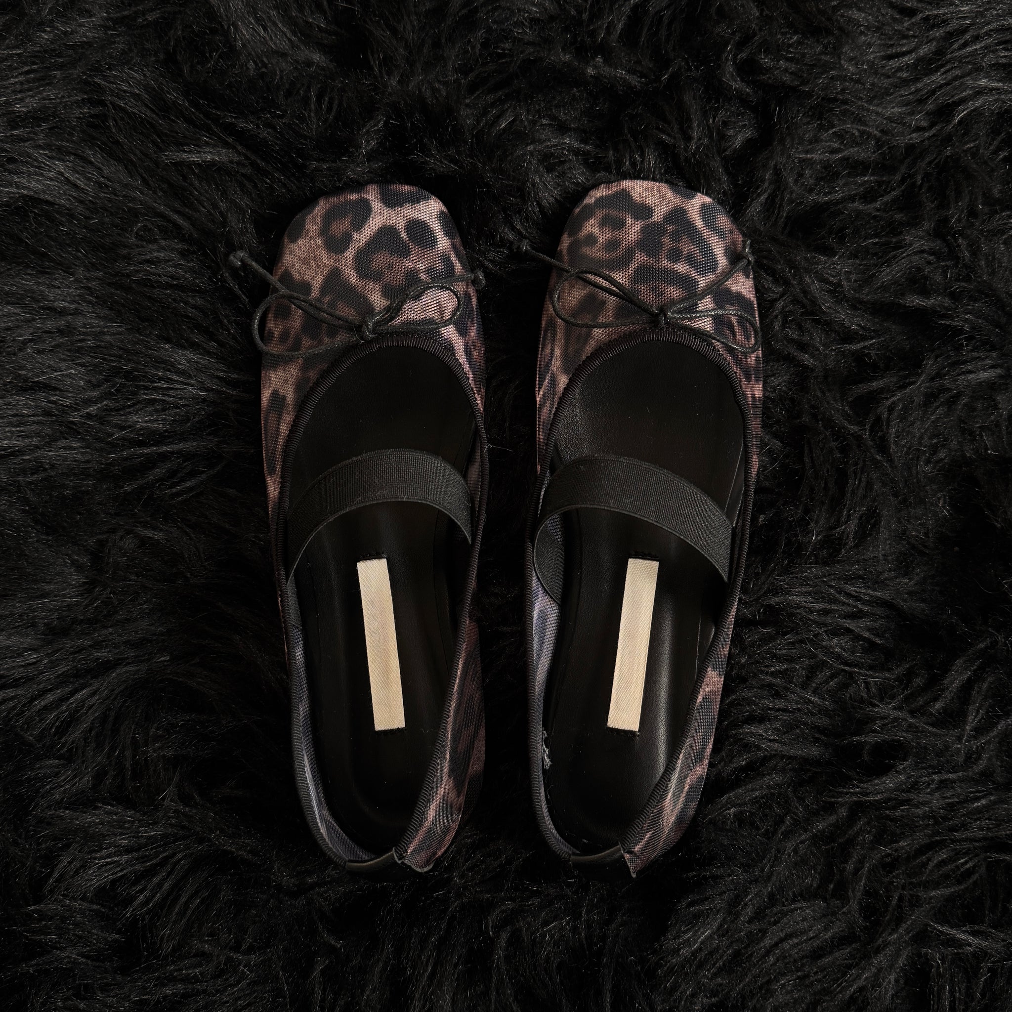 leopard mesh ballet flats