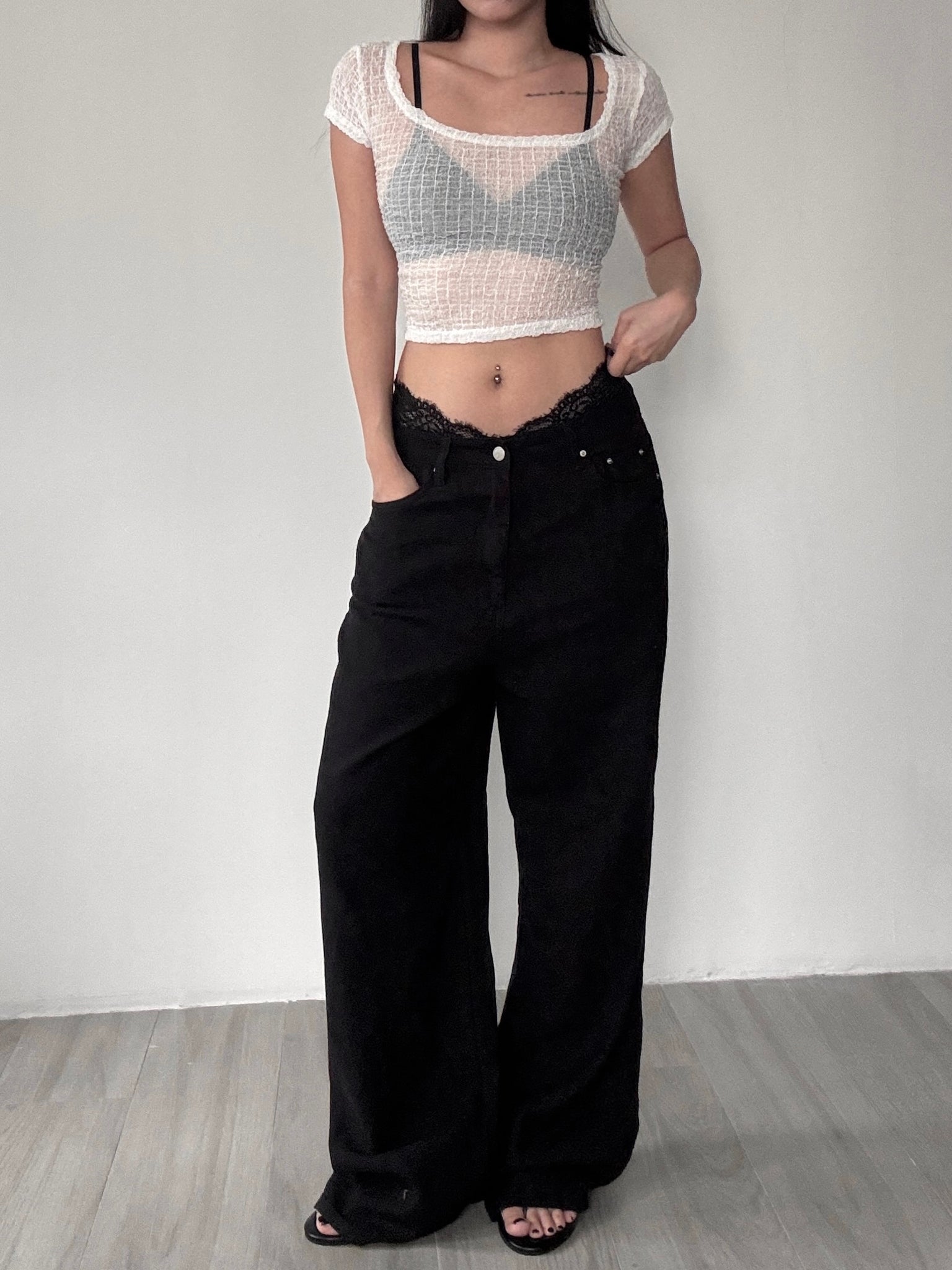 waffle see through top