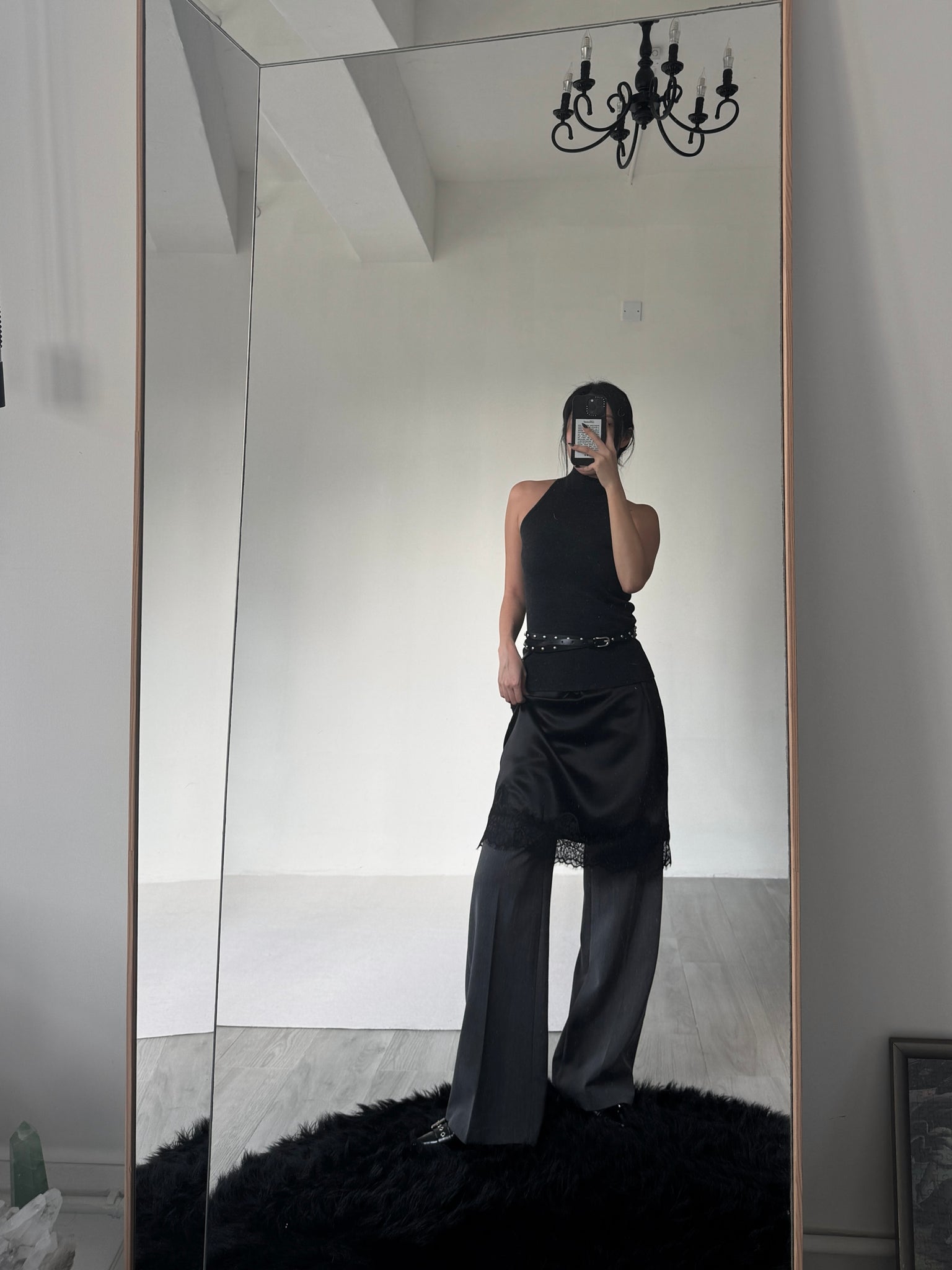 lace satin pencil skirt