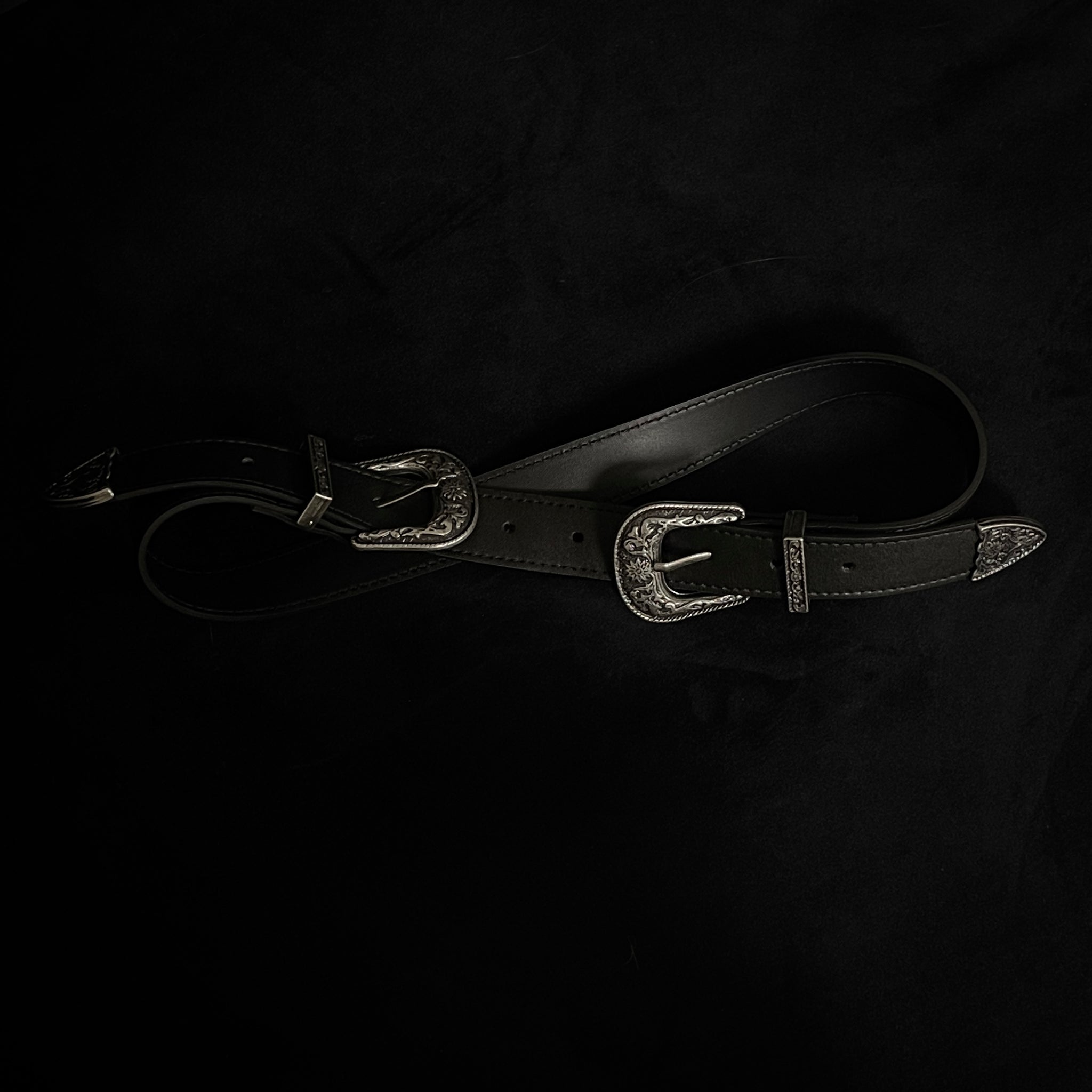 double buckle leather belt
